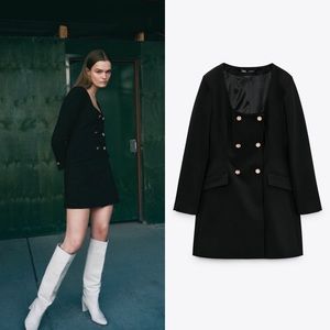 ZARA JEWEL BUTTON BLAZER DRESS